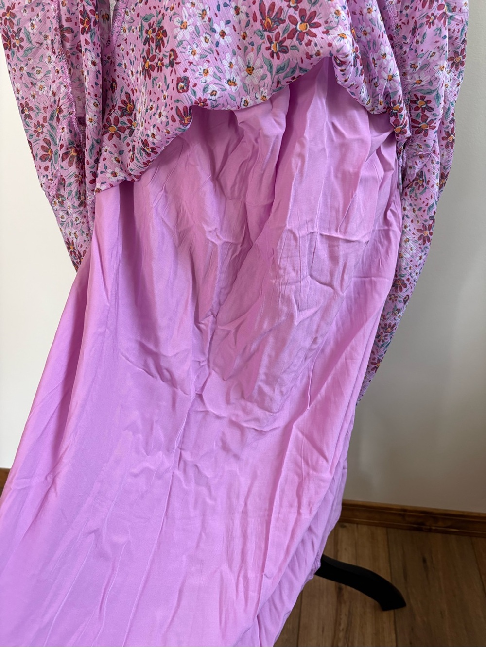 Draper James RSVP Tired Maxi Floral Chiffon Short Puff Sleeve Purple/Pink/Red M - Picture 6 of 11